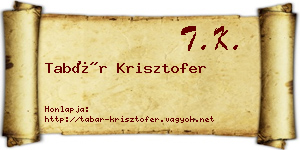 Tabár Krisztofer névjegykártya